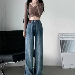 HERE&NOW Women Cotton Heavy Fade Mid-Rise Regular Fit Jeans-image-58