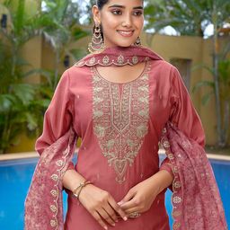 Royal Export Women Ethnic Motifs Embroidered Regular Kurta with Trousers & With Dupatta-45