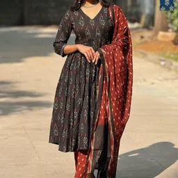 KALINI Selection Of 2 Ethnic Motifs Printed Anarkali Kurtas With Trousers And Dupattas-5