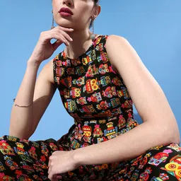 Uptownie Lite Women Classic Black Printed Joyful Jumpsuit-14