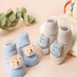 KICKS & CRAWL Infants Pack Of 2 Anti Skid Above Ankle Length Socks-image-79