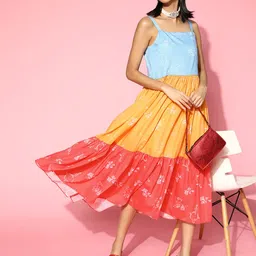 Kvsfab Women Stylish Blue Colourblocked Sundress Dress-image-70