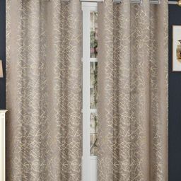 RIDHAAN Grey & Gold-Toned 2 Pieces Self Design Velvet Long Door Curtains-16