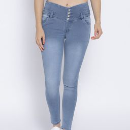 Purple Feather Women Blue Skinny Fit High-Rise Clean Look Jeans-image-96