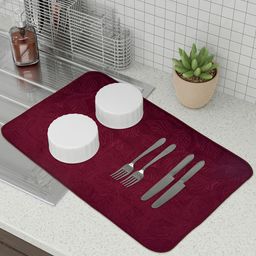 Kuber Industries Maroon 2 Pieces Kitchen Self Drying Microfiber Drying Mat-24