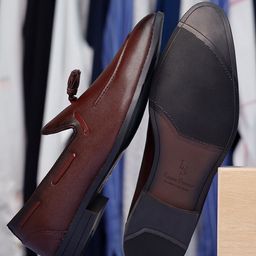 Men Rosewood Leatherette Formal Slip On Shoes Tassel Moccasins-image-90