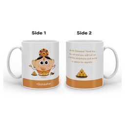 Indigifts White Printed Ceramic Glossy Coffee Mug 325 ML-31