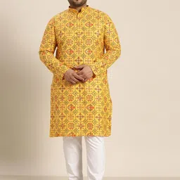 SOJANYA PLUS Men Plus Size Ethnic Motifs Printed Kurta-15