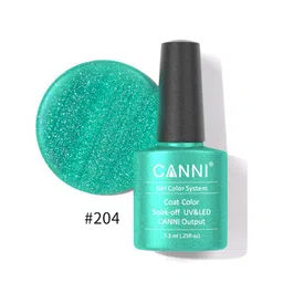 CANNI Gel Color System Coat Color Soak-Off UV&LED Gel Nail Polish -Shiny Peacock Green 204-image-60