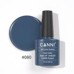 CANNI Gel Color System Coat Color Soak-Off UV&LED Gel Nail Polish - Deep Steel Blue 080-image-93