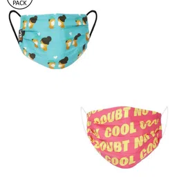 LIVE IT SAFE Unisex Pack Of 2 Printed 4-Ply Reusable Nano-Technology Cotton Cloth Masks-image-0