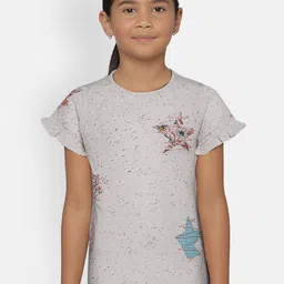 METRO KIDS COMPANY Girls Off-White Organic Cotton Self Design Round Neck T-shirt-image-13