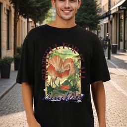 Bene Kleed Men Floral Printed Round Neck Pure Cotton Oversized T-shirt-image-40