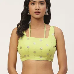 NDS Niharikaa Designer Studio Women Yellow Sequinned Padded Stylish Blouse-image-8