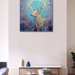 OLIVE TREE Blue & Gold-Toned Birds and Animals Canvas Painting Wall Art-picture-38