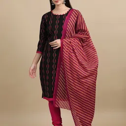 MIRAAN Floral Printed Regular Pure Cotton Kurta with Patiala & Dupatta-picture-31