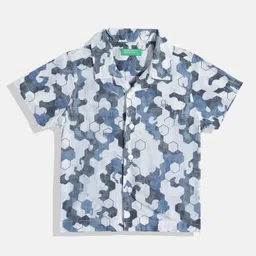 United Colors of Benetton Boys Pure Cotton Geometric Printed Casual Shirt-17