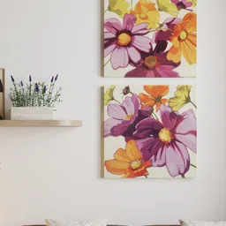 Art Street Purple & Orange 2-Pieces Floral & Botanical Printed Framed Wall Art-picture-5