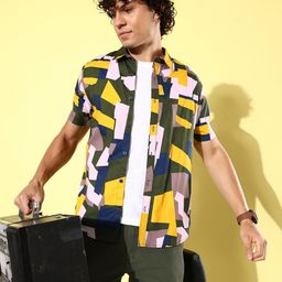 CS LIFE Men Classic Regular Fit Abstract Opaque Printed Pure Cotton Casual Shirt-image-48