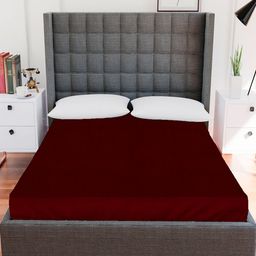 AVI Men Maroon Solid Double Size Waterproof Mattress Protector-34