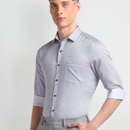 Arrow Men Manhattan Slim Fit Micro Geometric Printed Pure Cotton Formal Shirt-image-8