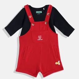 United Colors of Benetton Infant Boys Printed Detail Pure Cotton Dungarees with T-shirt-36