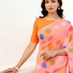 all about you Women Polka Dot Printed Pure Georgette Ready to Wear Saree-93