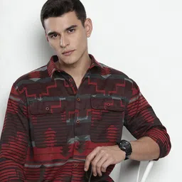 The Indian Garage Co Printed Opaque Relaxed Fit Casual Shirt-image-11