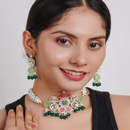 Divisha Gold-Plated Kundan-Studded & Beaded Jewellery Se-image-44
