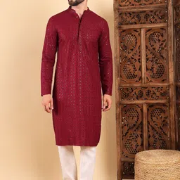 Ethnic Bay Ethnic Motifs Embroidered Mandarin Collar Sequinned Kurta-image-98