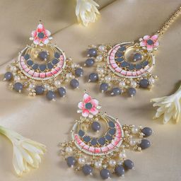 Zaveri Pearls Gold-Plated Meenakari Beaded Jewellery Set-image-47