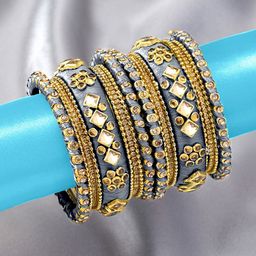 Peora Women 18Pcs Gold-Plated Kundan Studded Bangles Set-image-84