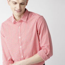 Mast & Harbour Men Red & White Regular Fit Checked Casual Shirt-image-69