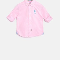 U.S. Polo Assn. Kids Boys Pink Regular Fit Solid Casual Shirt-7