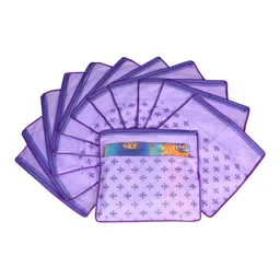 prettykrafts Set Of 12 Purple & Top Transparent Solid Single Packing Saree Cover Organizer-50