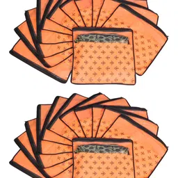 prettykrafts Set Of 24 Orange & Top Transparent Solid Single Packing Saree Cover Organizer-49