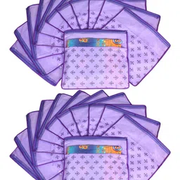 prettyKrafts Set Of 24 Purple & Top Transparent Solid Single Packing Saree Cover Organizer-18
