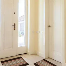 DREAM WEAVERZ Tan & Pink 2 Pieces Striped Cotton Anti Skid Doormats-39