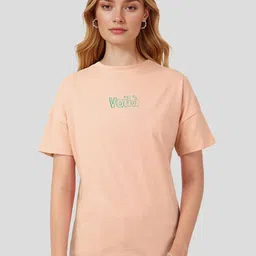 Mast & Harbour Women Typography Printed Drop-Shoulder Sleeves Pure Cotton T-shirt-image-57