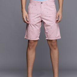 Louis Philippe Sport Men Pink Conversational Printed Slim Fit Low-Rise Shorts-image-61