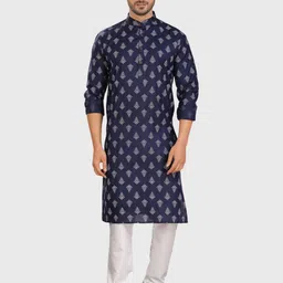 SHIWAM ETHNIX Conversational Printed Mandarin Collar Straight Kurta With Pyjamas-picture-37