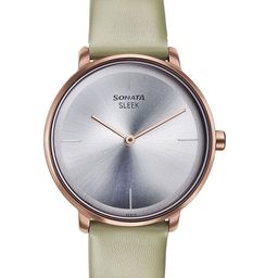 Sonata Sleek Women Round Dial & Leather Straps Analogue Watch 8191QL01-IP-50