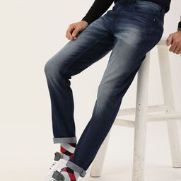 SINGLE Men Blue Slim Fit Heavy Fade Stretchable Jeans-image-8