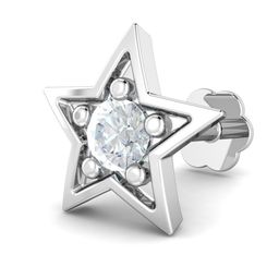 KUBERBOX 18K White Gold Diamond Star 0.06 Carat Nose Stud-11