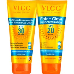 VLCC Fair+Glow SPF20 Sunscreen 50ml & Matte Look SPF30 Sunscreen Gel Creme 50g-44