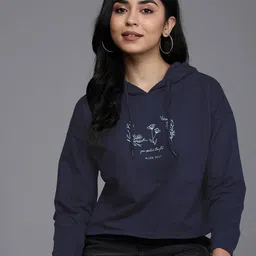 Allen Solly Woman Graphic Printed Pure Cotton Hooded Sweatshirt-picture-39
