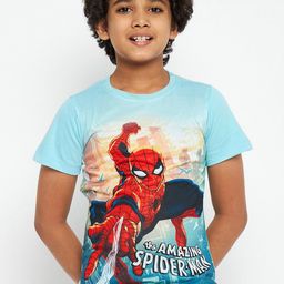 Marvel by Wear Your Mind Boys Blue Spiderman Printed T-shirt-image-54