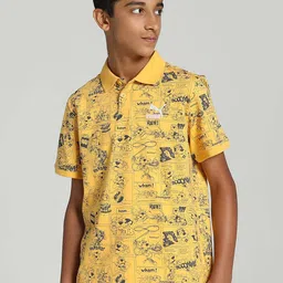 Puma Boys Super Puma Printed Polo Collar Regular Fit Pure Cotton T-shirt-image-9