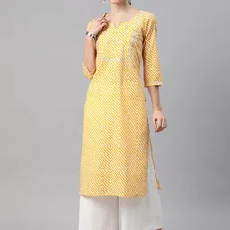 Readiprint Fashions Women Leheriya Printed Thread Work Kurta-picture-4