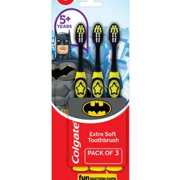 Colgate Kids 3 Pcs Batman Manual Extra-Soft Bristles Toothbrush & Built-In Tongue Cleaner-27